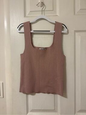 Women's Square Neck Knit Tank Top - Dusty Rose